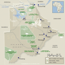 Click to view �
Botswana Game & Nature Reserves Locator Map