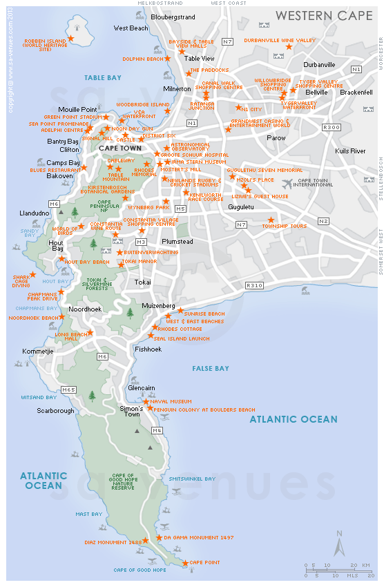 Cape Town Attractions Map