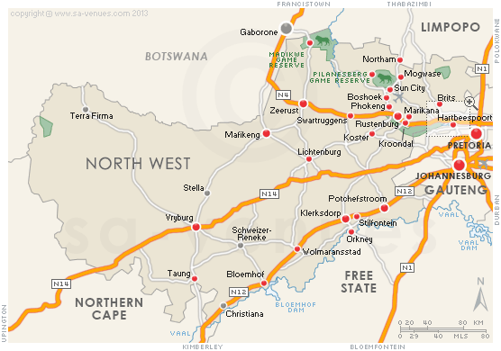 Accommodation in RUSTENBURG Search by Map, North West Province