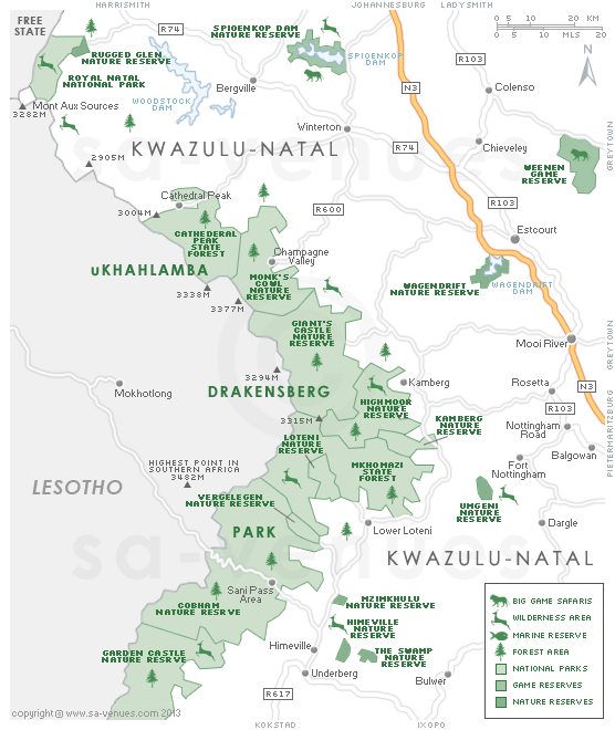 Drakensberg South Africa Map