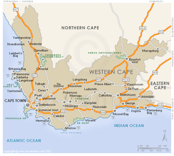 map of cape town south africa Western Cape Hybrid Physical Political Map map of cape town south africa