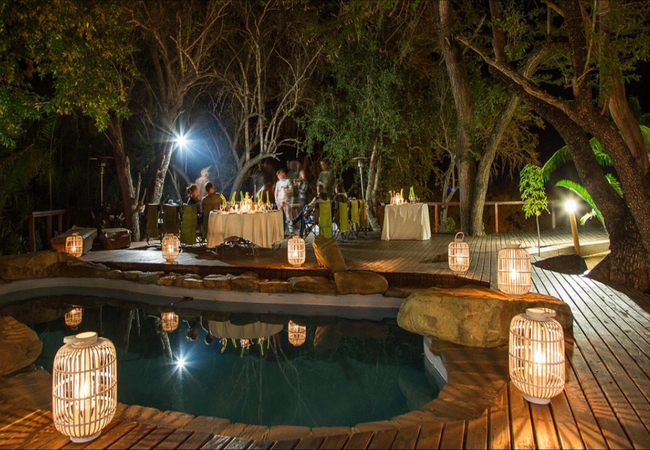 The Pool area at night at AmaKhosi Safari Lodge