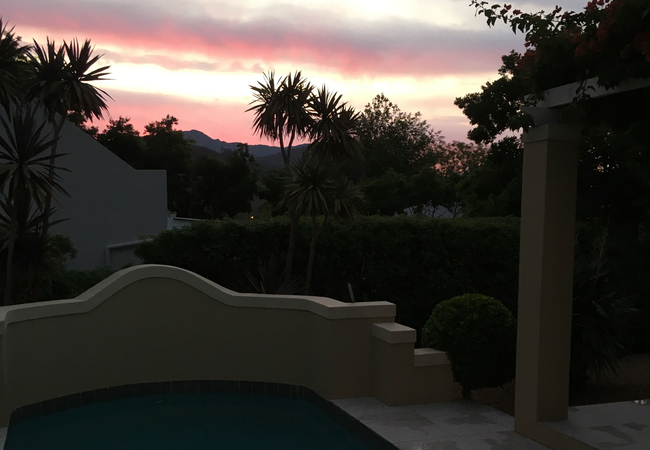 Sunset over pool