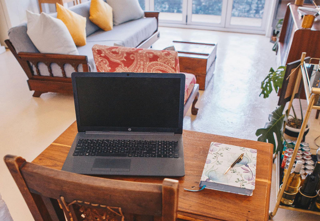 The Boho Cave desk area